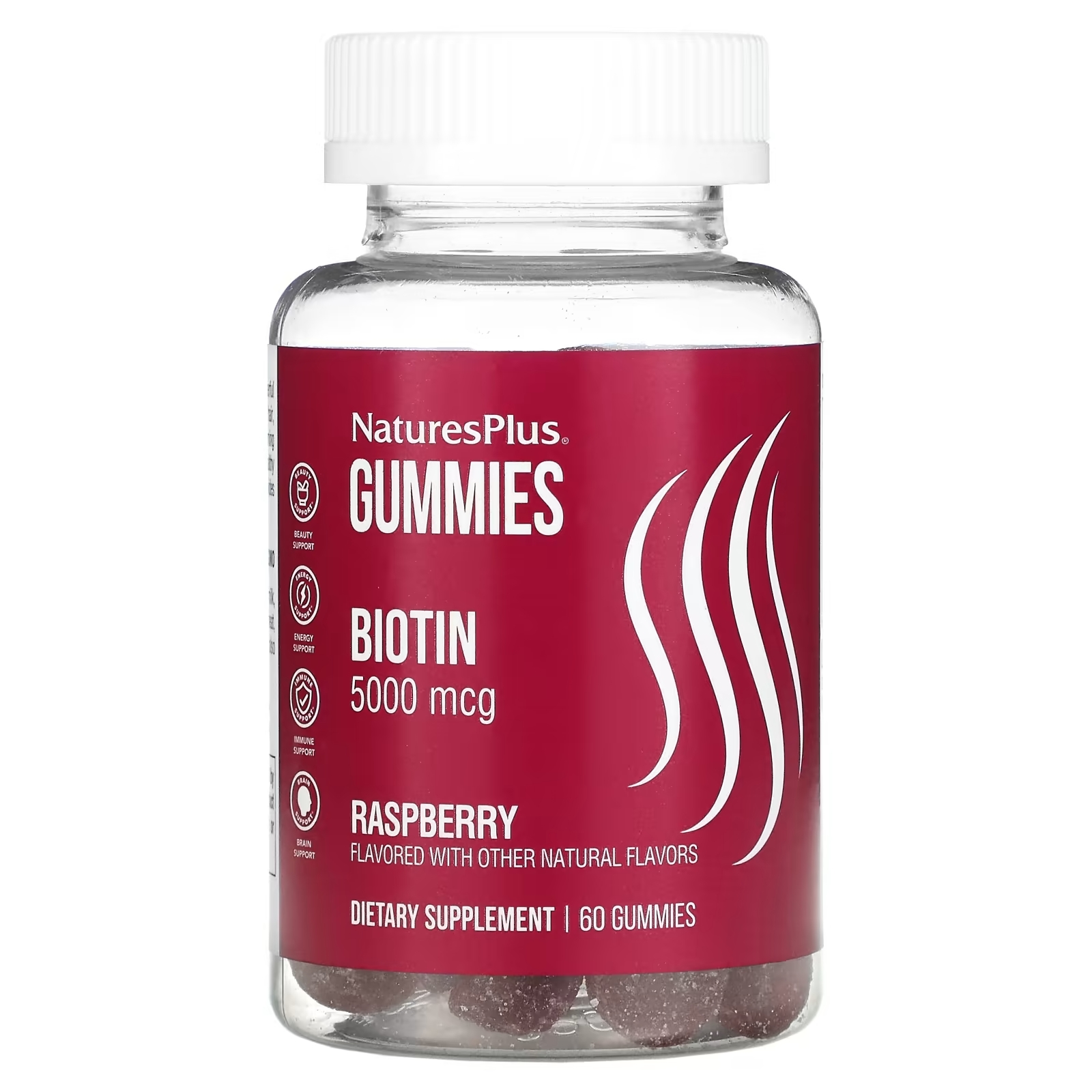 цена NaturesPlus Biotin Gummies Raspberry 5,000 mcg, 60шт