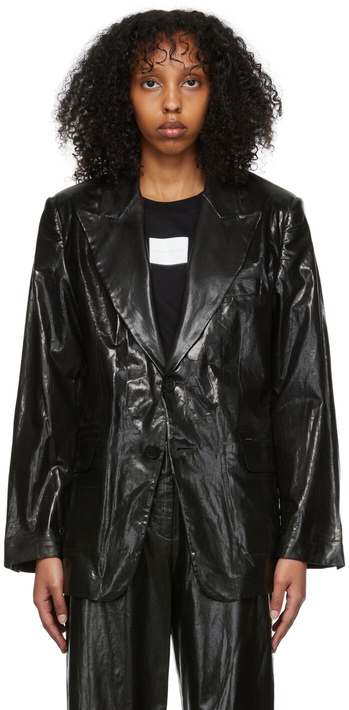 

Черный пиджак из искусственной кожи MM6 Maison Margiela