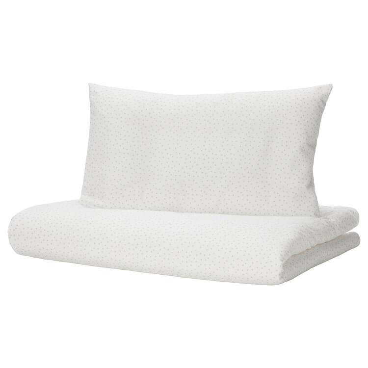 

Комплект белья для детской кроватки Ikea Len, 2 предмета, 125x110/55x35, белый/серый