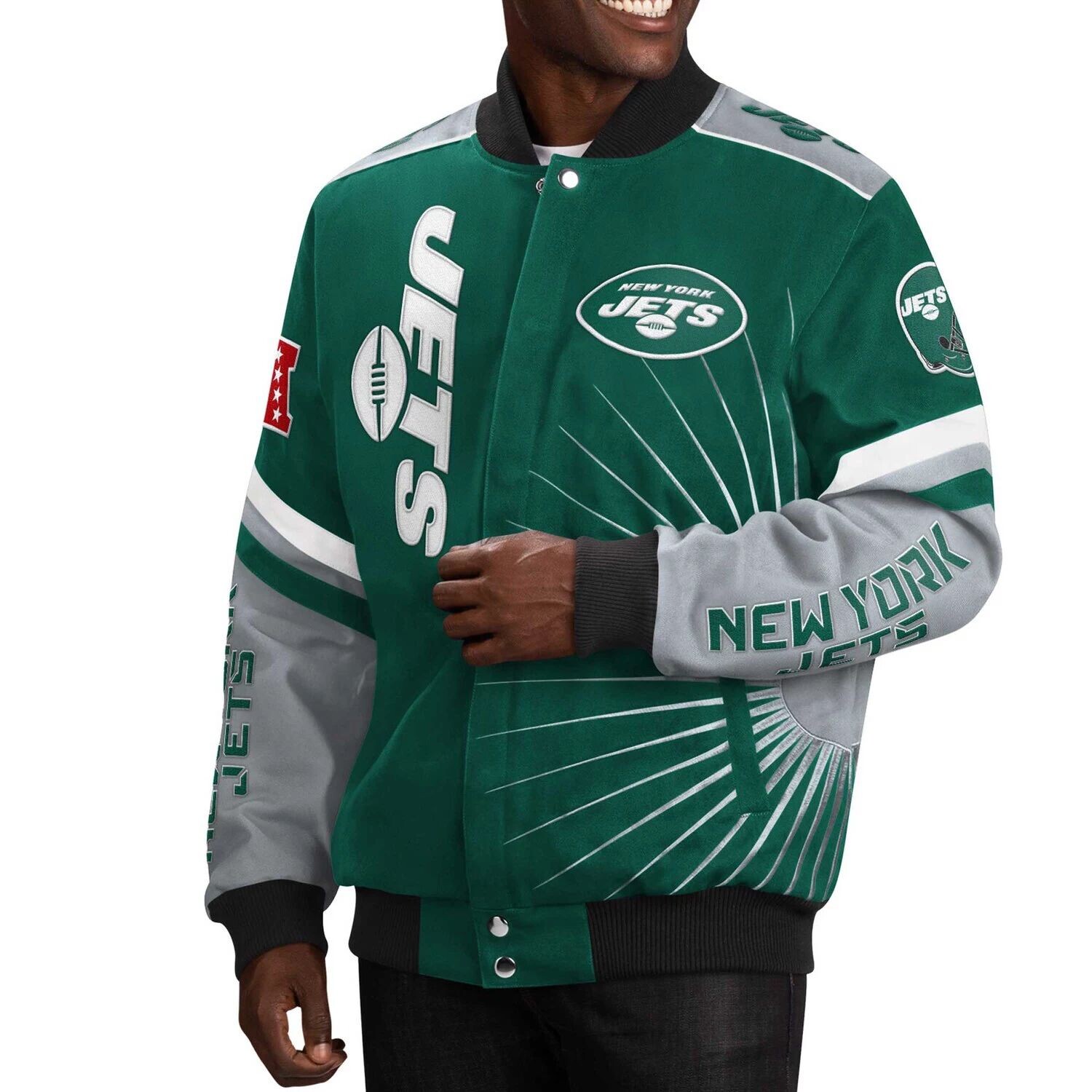 

Мужская спортивная куртка Carl Banks Green New York Jets Extreme Redzone Varsity Jacket G-III