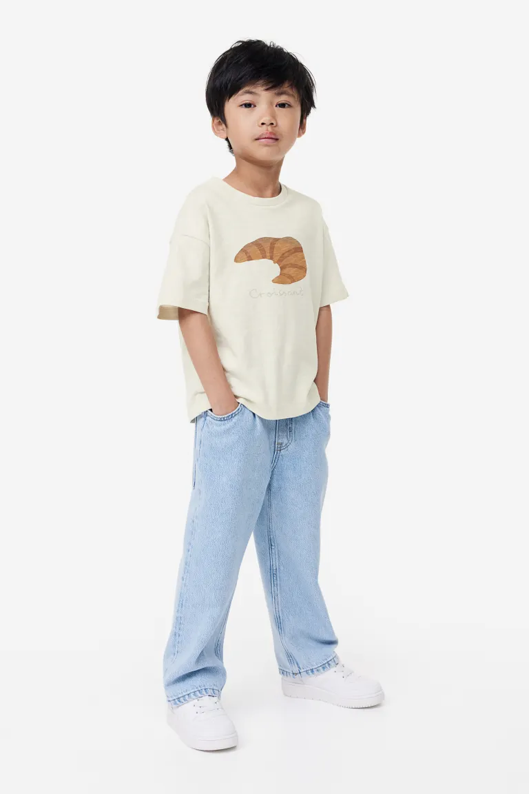 

Объемная хлопковая футболка H&M, бежевый