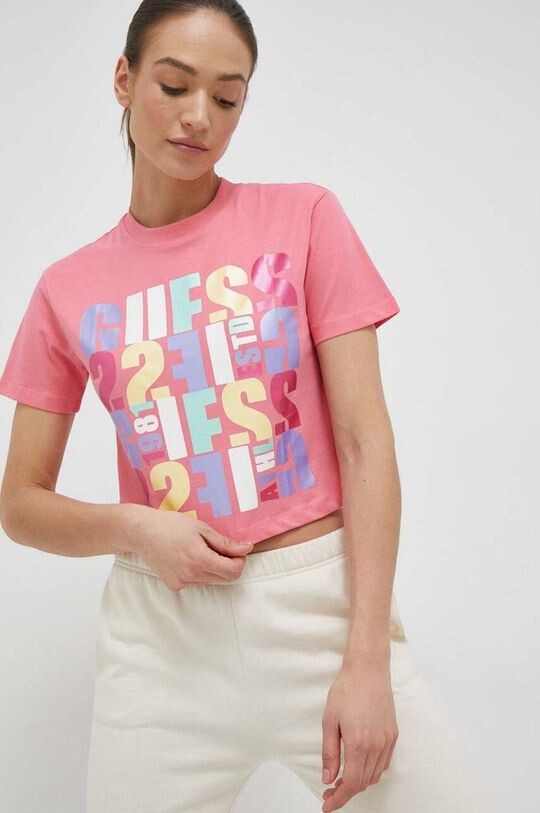 

Футболка из хлопка Guess, розовый