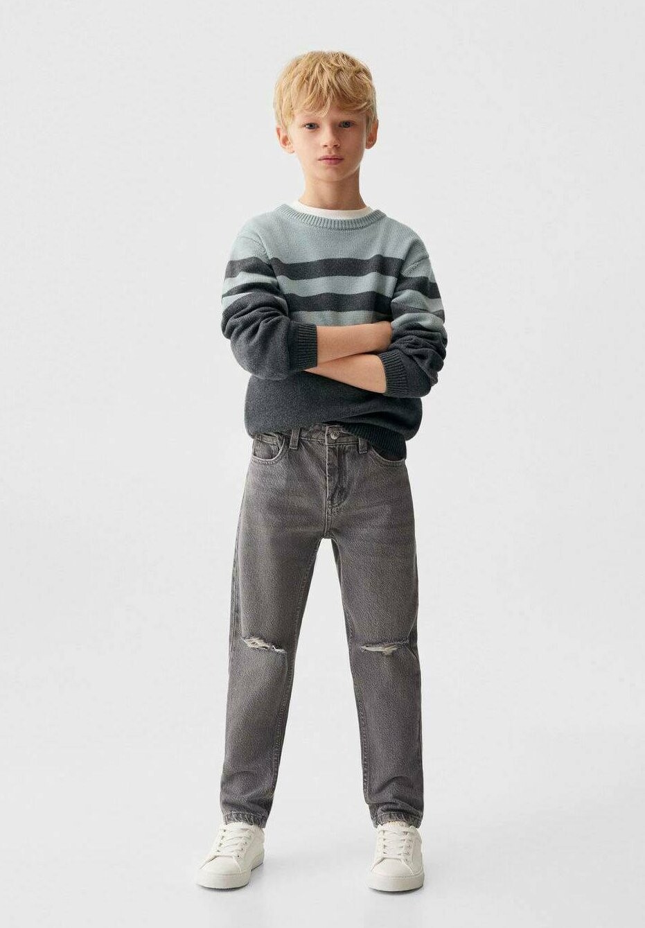 

Джинсы прямые Mango Kids, цвет denim grey