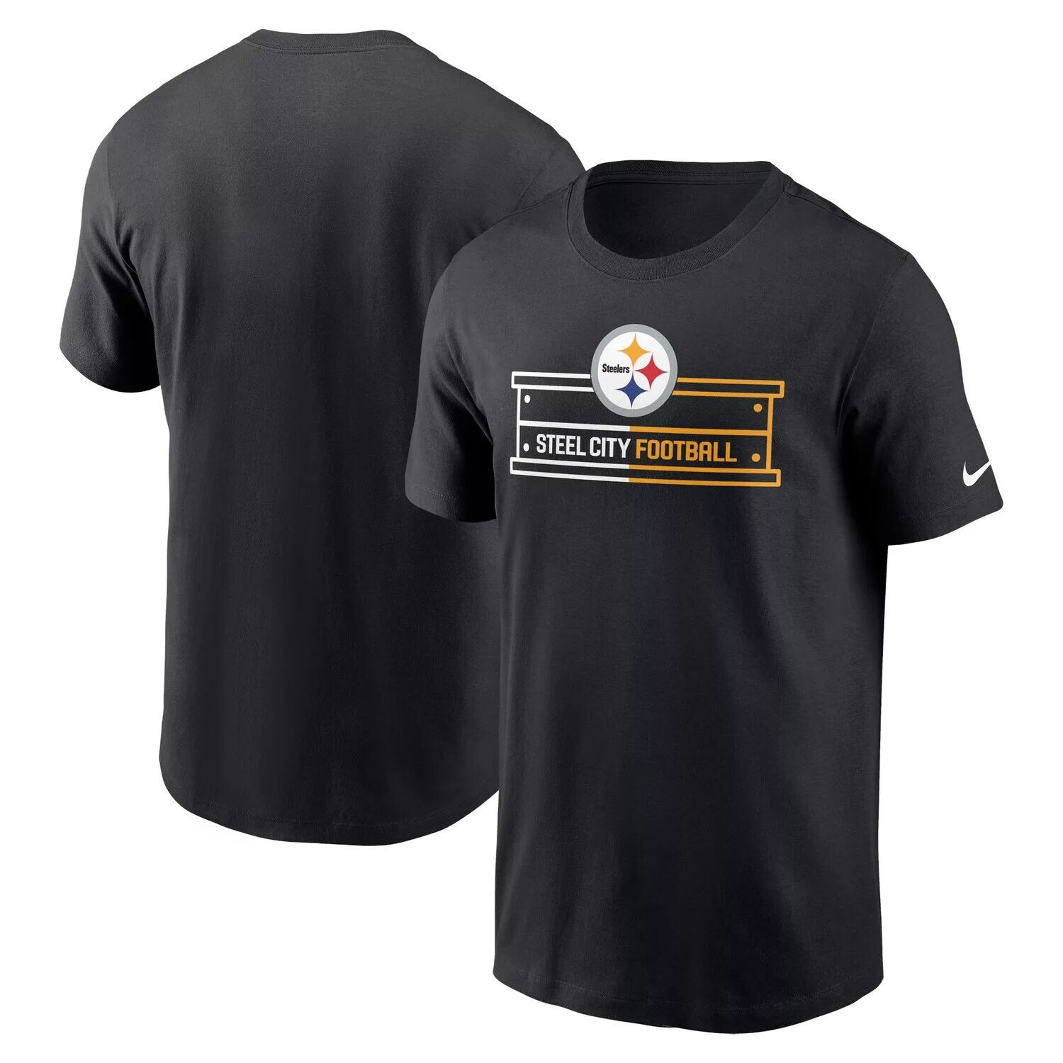 

Мужская черная футболка с надписью "Pittsburgh Steelers Essential Local Phrase" Nike, Черный