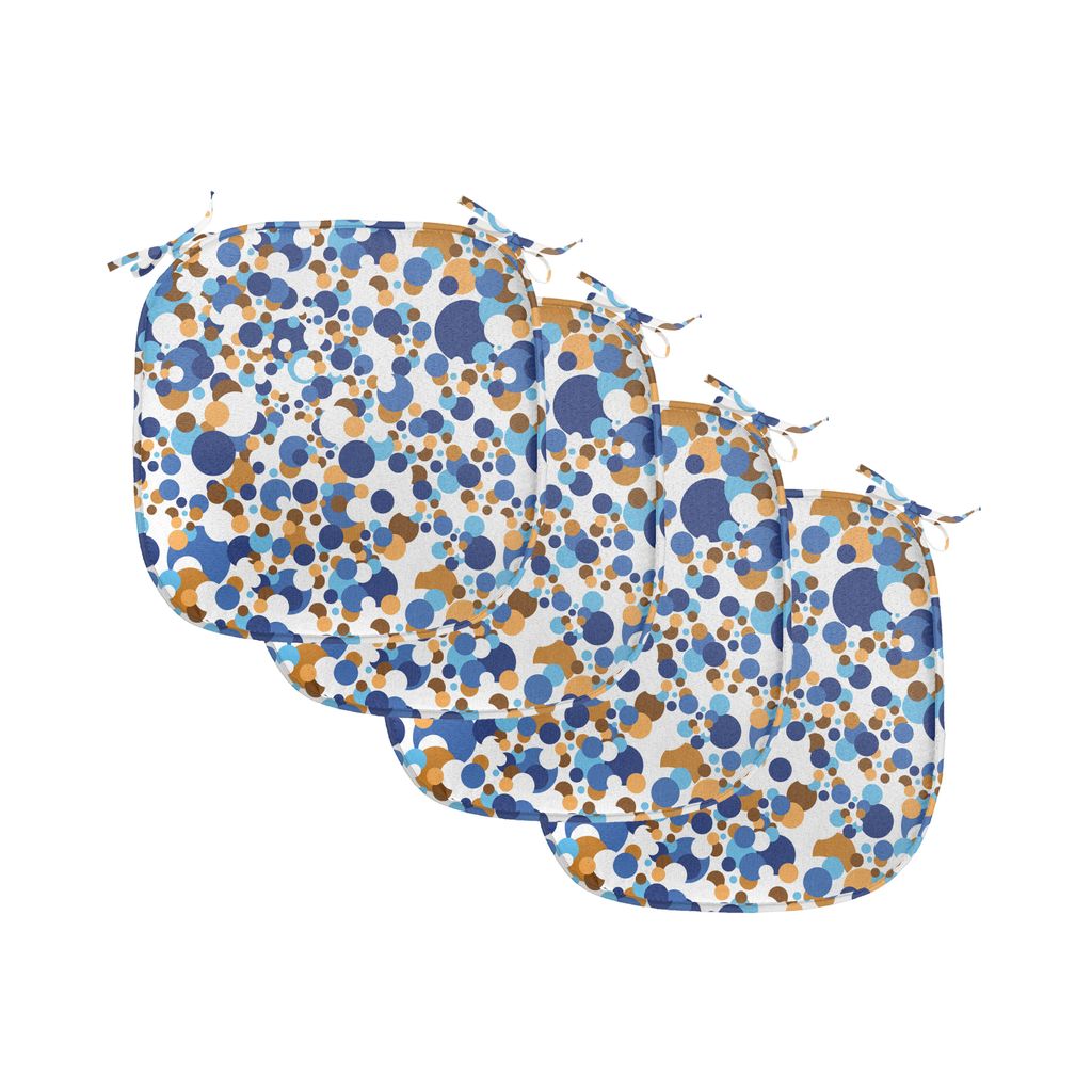 

ABAKUHAUS Абстрактные подушки для обеденного стула Bubble Ретро Декоративная водонепроницаемая подушка с ремнями для кухонных сидений 40 см x 40 см Упаковка из 4 штук Небесно-голубая корица, голубой