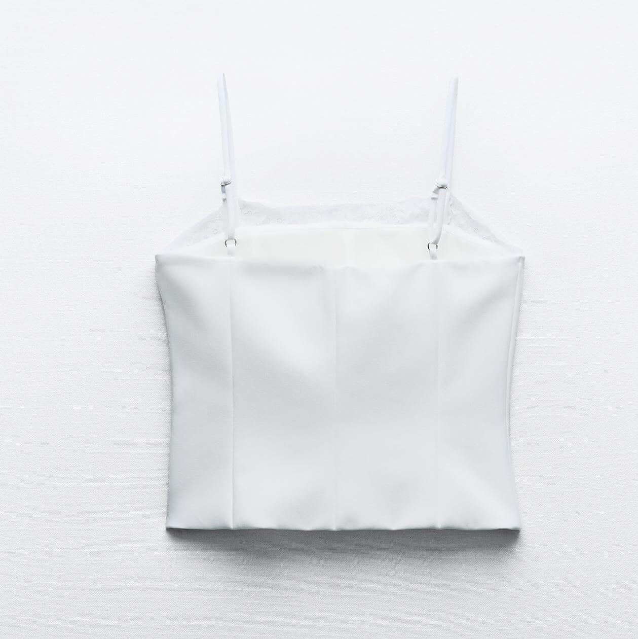 Топ Zara Corsetry-inspired Lace, белый топ zara satin corsetry inspired белый