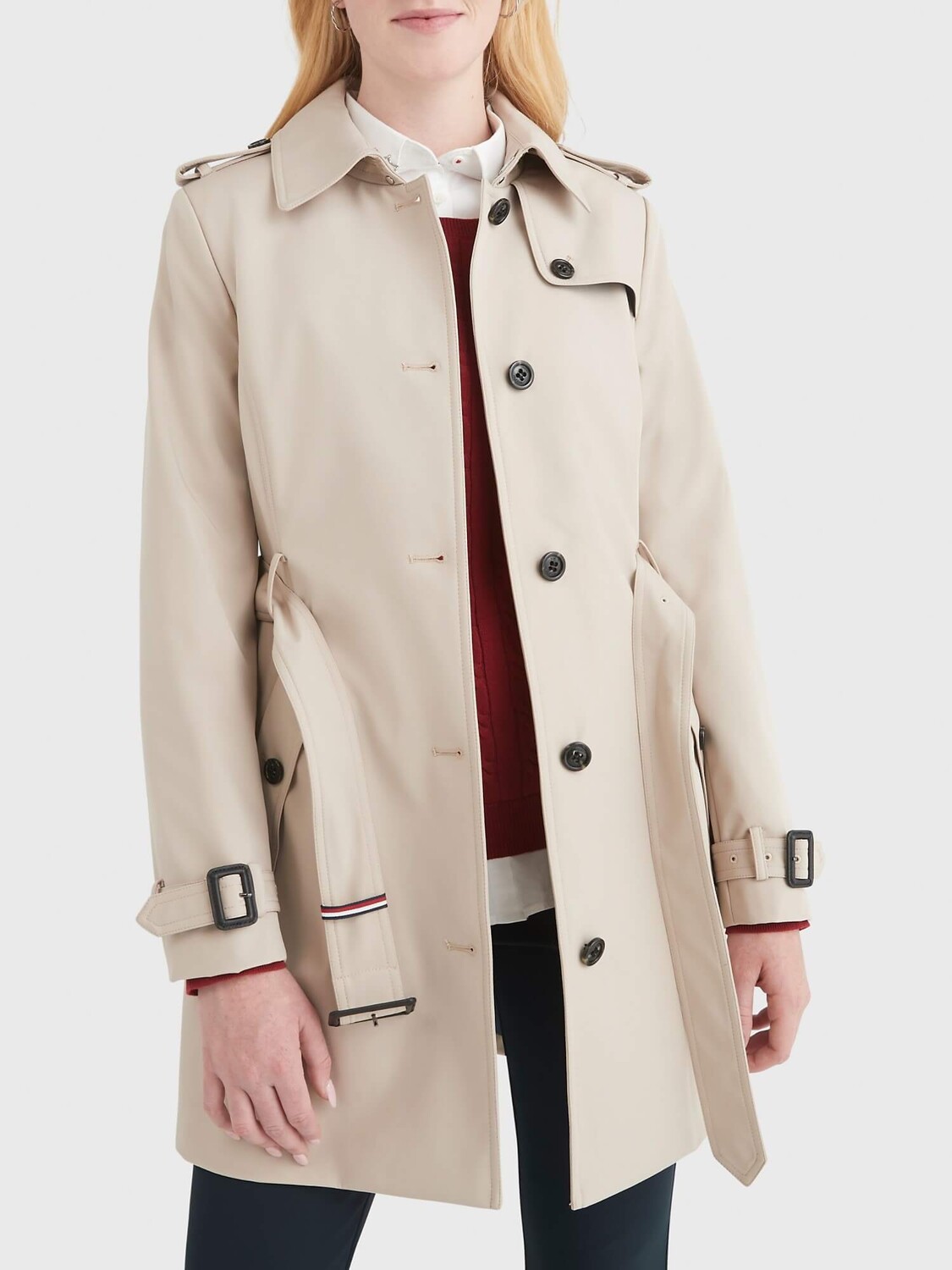 

Тренч Tommy Hilfiger Belted Single Breasted, серо-коричневый