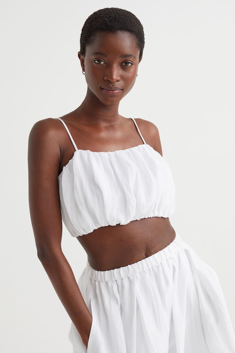 

Укороченный топ со сборками H&M, белый