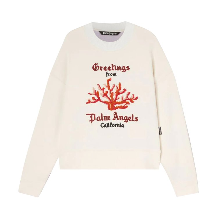 Толстовка Palm Angels Coral Mix Knit Crewneck 'Off White/Red', белый - фото