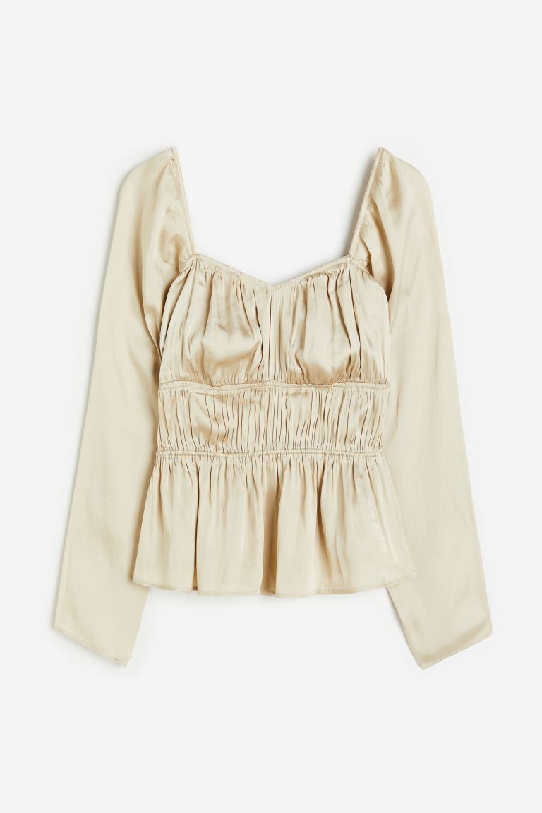 цена Атласная блузка H&M, светло-бежевый