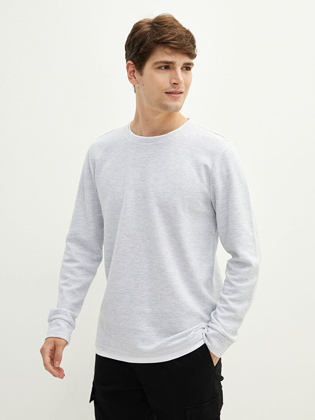

Мужская толстовка с круглым вырезом и длинными рукавами LCW Casual