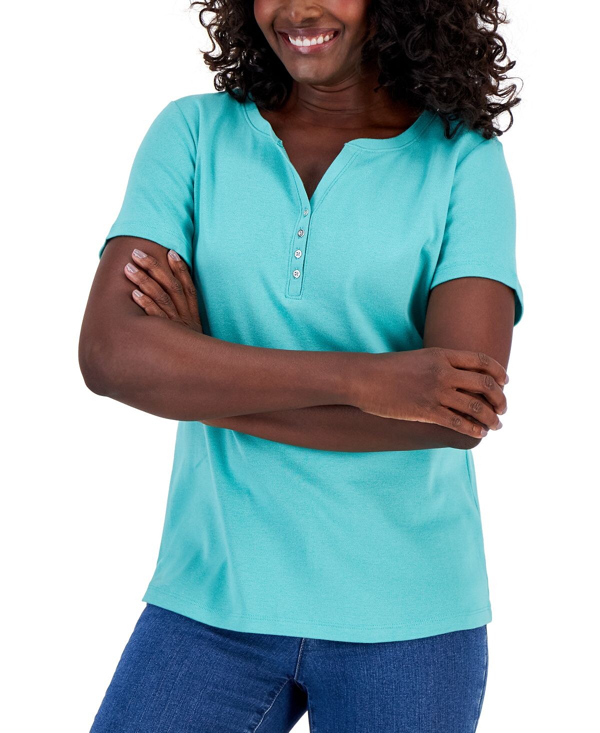 

Топ henley с короткими рукавами, созданный для macy's Karen Scott, мульти