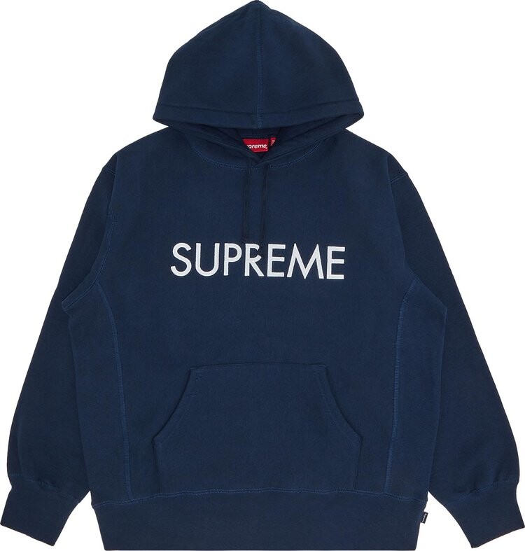 Dark blue supreme hoodie on sale