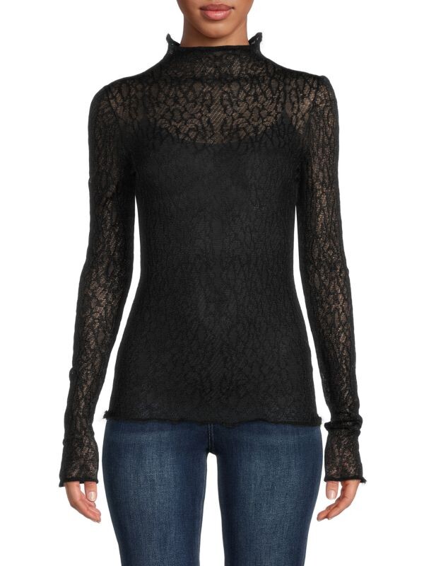 

Кружевной топ с высоким воротом Sonia Rykiel Black