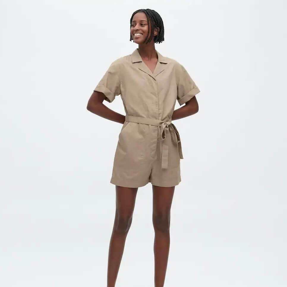 

Комбинезон Uniqlo Linen Blend Short Sleeved, бежевый