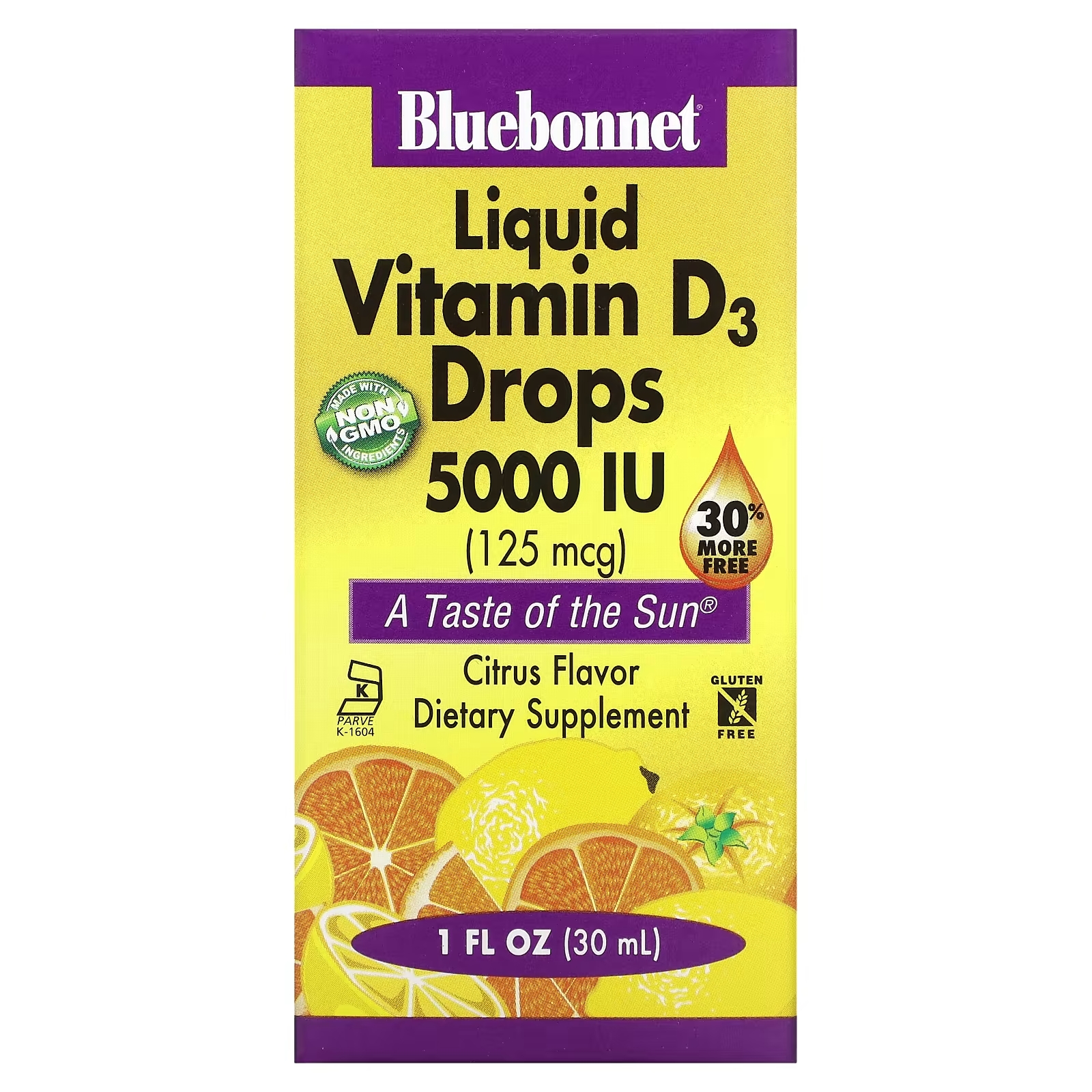 цена Bluebonnet Nutrition капли витамина D3 с натуральным цитрусовым вкусом 5000 МЕ, 30 мл