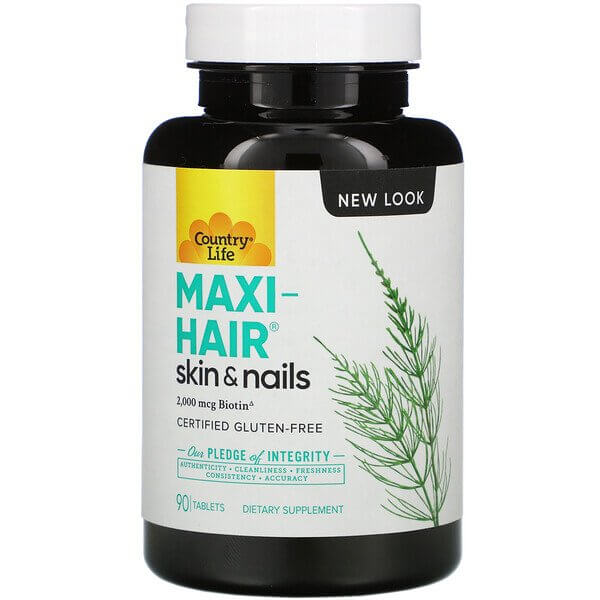 Maxi-Hair, Country Life, 90 таблеток добавка для кожи и ногтей country life 90 таблеток