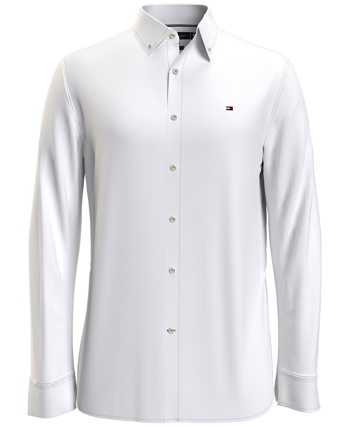 цена Мужская рубашка из поплина стрейч облегающего кроя с длинным рукавом Tommy Hilfiger, белый