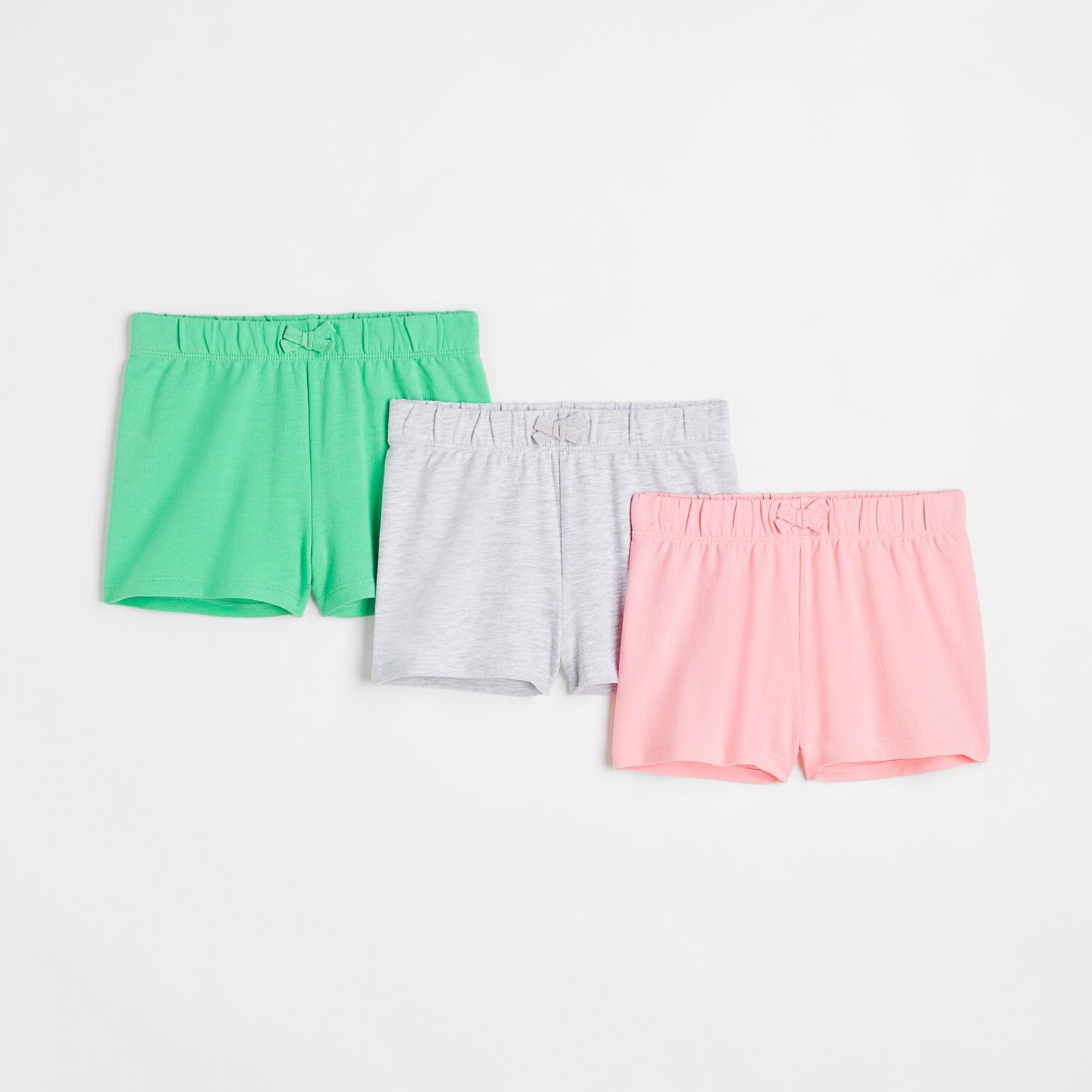 

3 пары хлопковых шорт H&M, зеленый/розовый/светло-серый