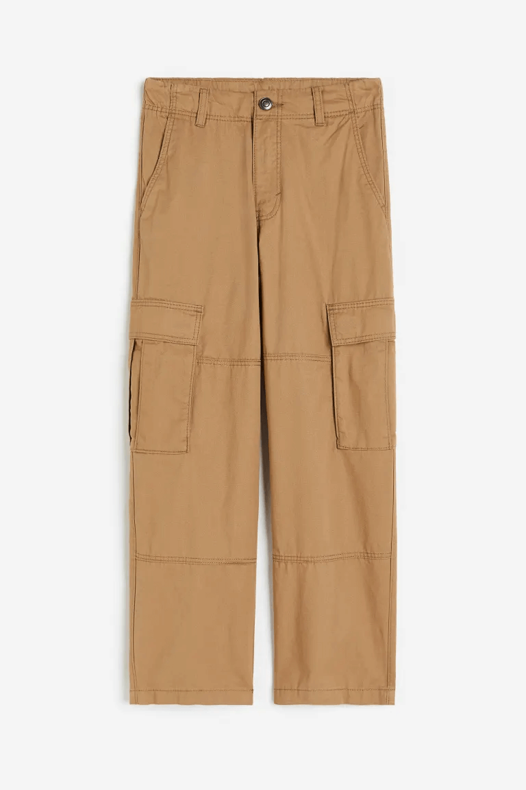 Брюки H&M Cotton Cargo, коричневый брюки bershka cotton cargo серый