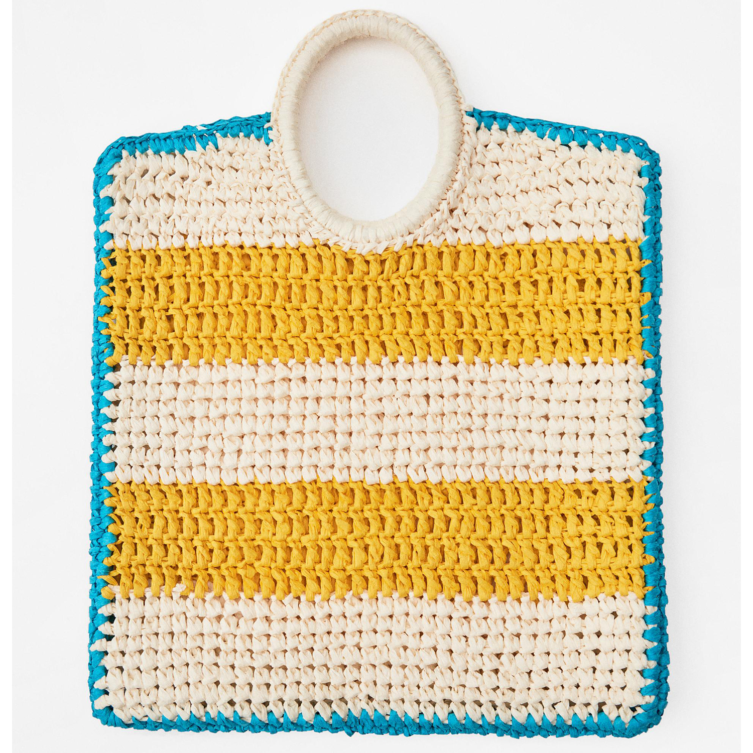 Сумка Zara Striped Crochet-Effect, желтый прямоугольная сумка с круглыми ручками zara баклажановый