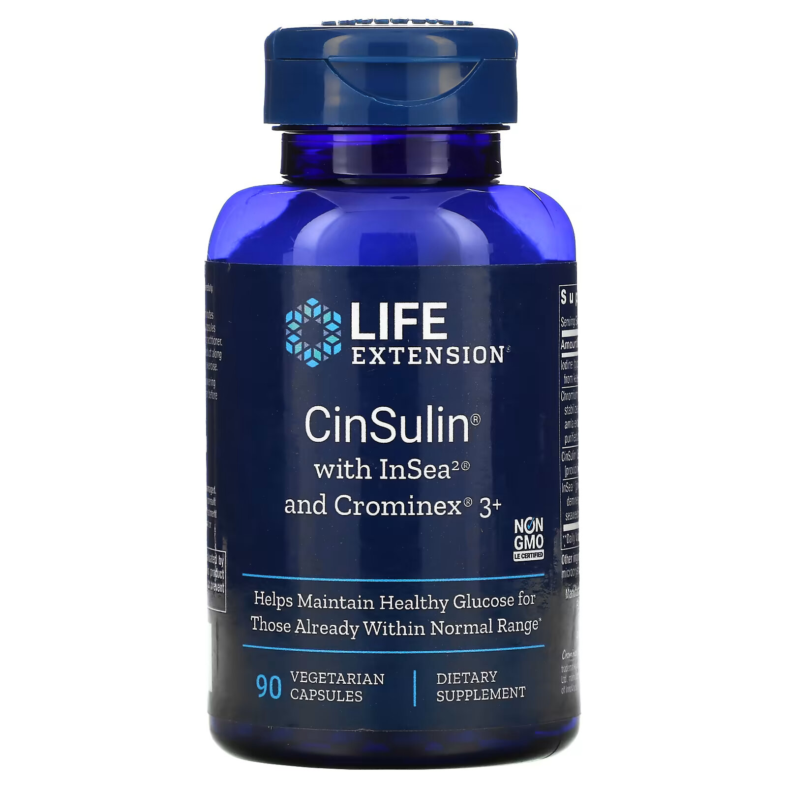 Life Extension, CinSulin с InSea2 и Crominex 3+, 90 растительных капсул 32516