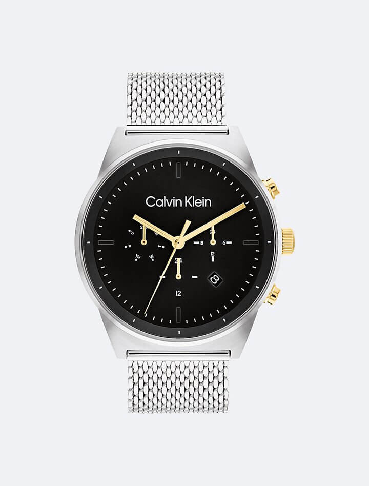 

Впечатляющие часы Calvin Klein с сетчатым браслетом 44 мм, черный