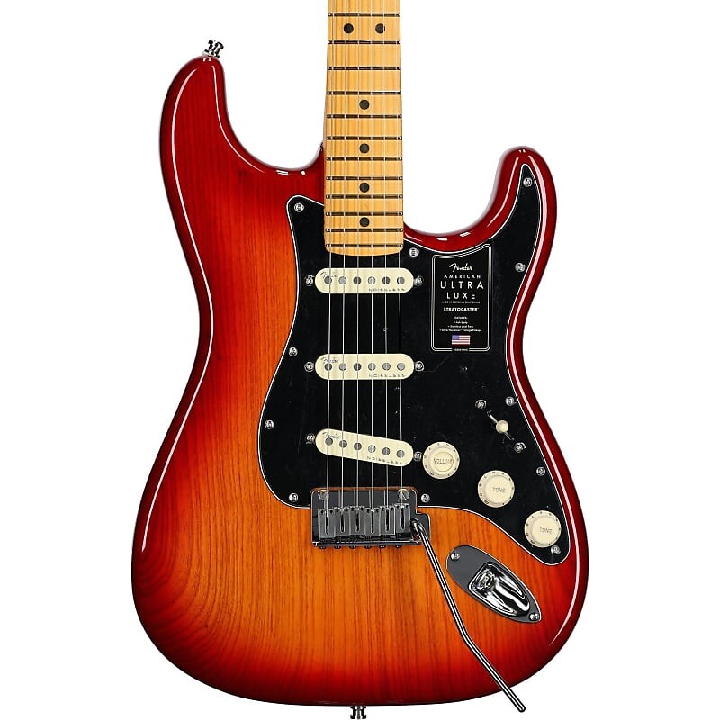 

Электрогитара Fender American Ultra Luxe Stratocaster, кленовый гриф (с футляром), Plasma Red Burst 118062773