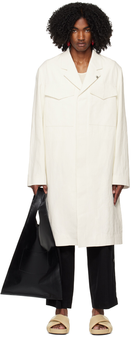 

Пальто Off-White с клапаном и карманом Jil Sander, Белый
