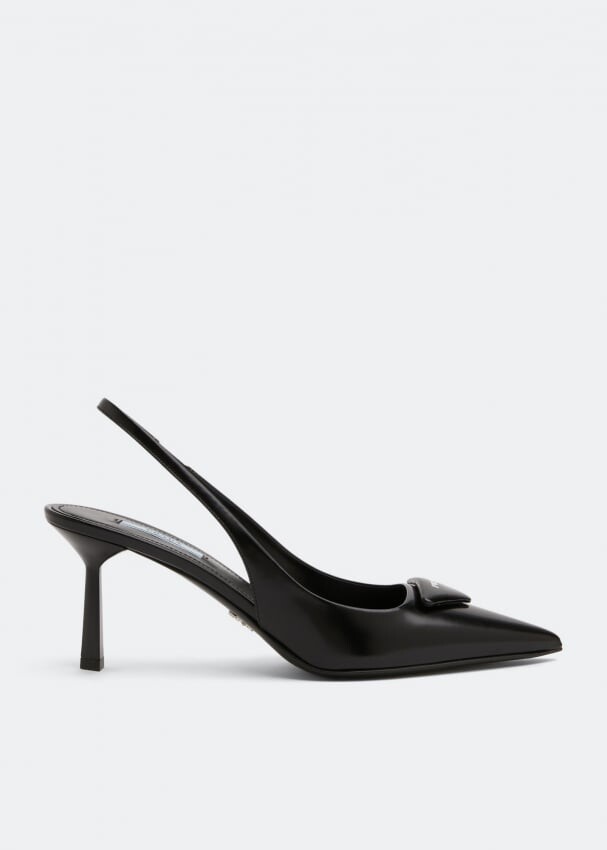 

Туфли PRADA Brushed leather slingback pumps, черный