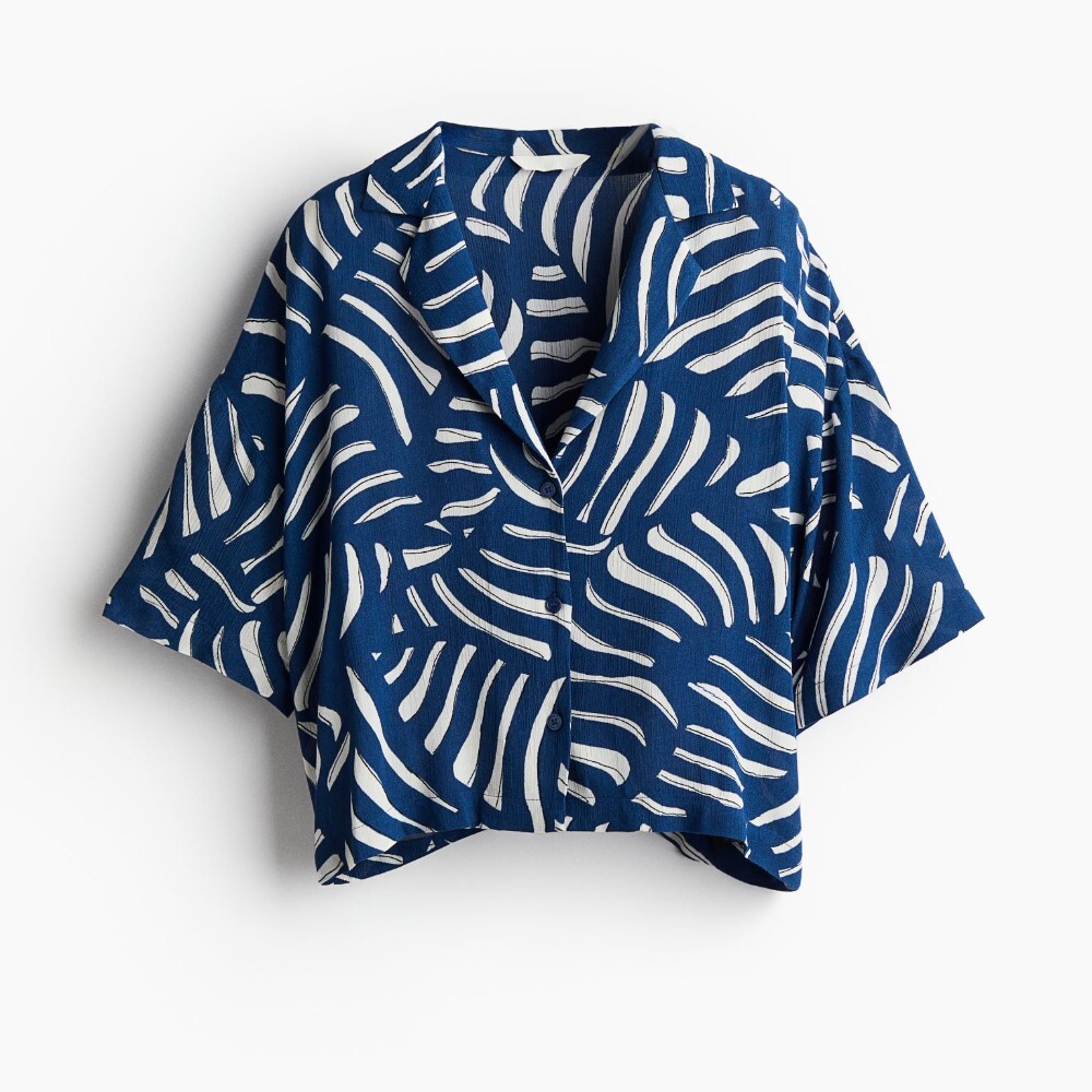 

Рубашка H&M Oversized Resort, темно-синий