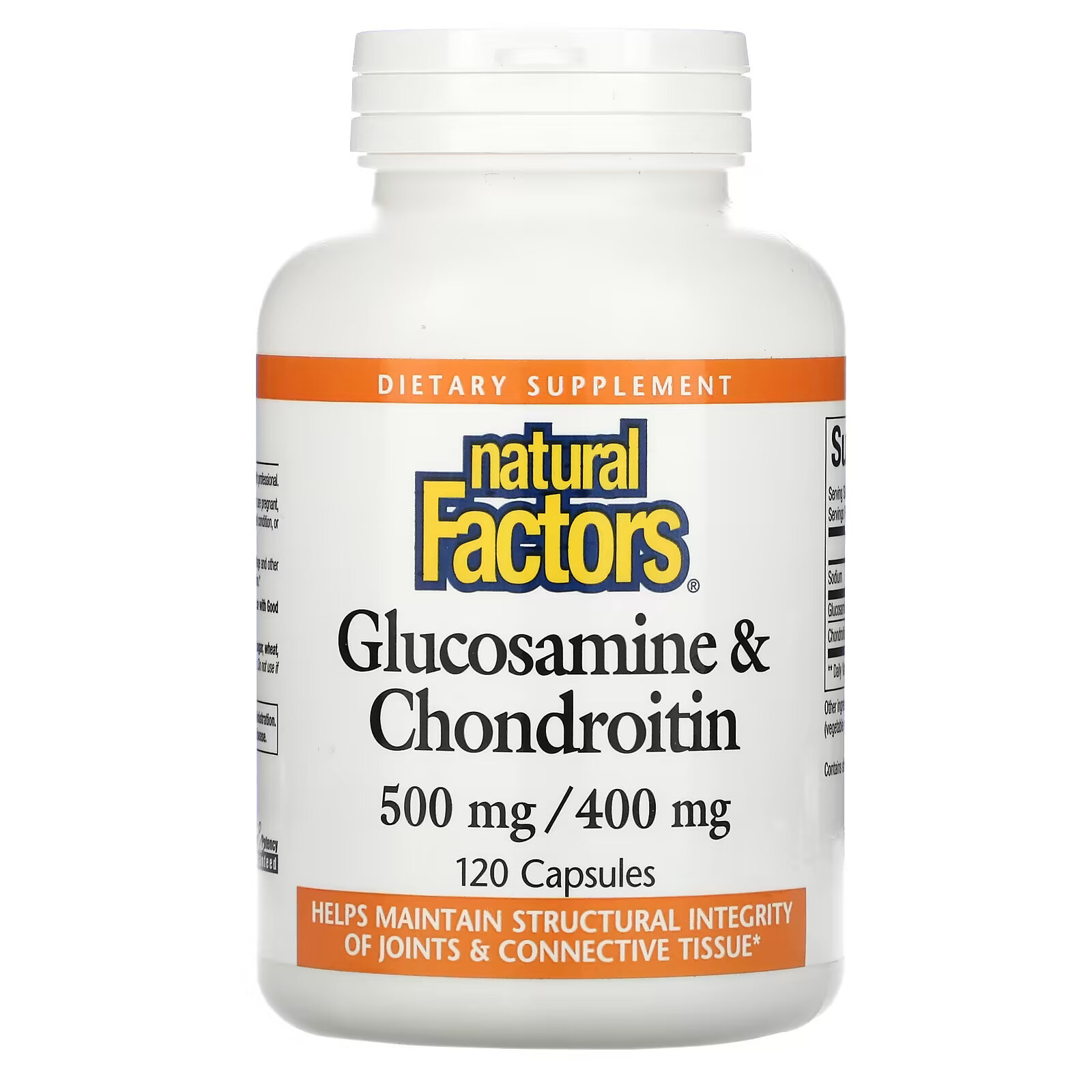 Natural Factors, Глюкозамин и хондроитин, 500 мг/400 мг, 120 капсул natural factors глюкозамин 500 мг хондроитин 400 мг 60 капсул
