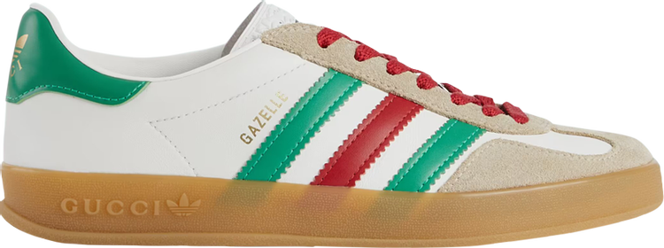 Кроссовки Adidas x Gucci Wmns Gazelle White Green Red, белый - фото