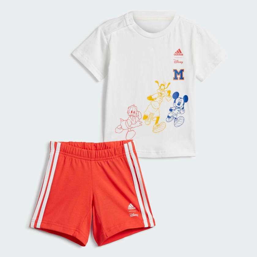 Детский комплект Adidas х Disney Mickey Mouse Tee And Shorts, 2 предмета, белый/красный
