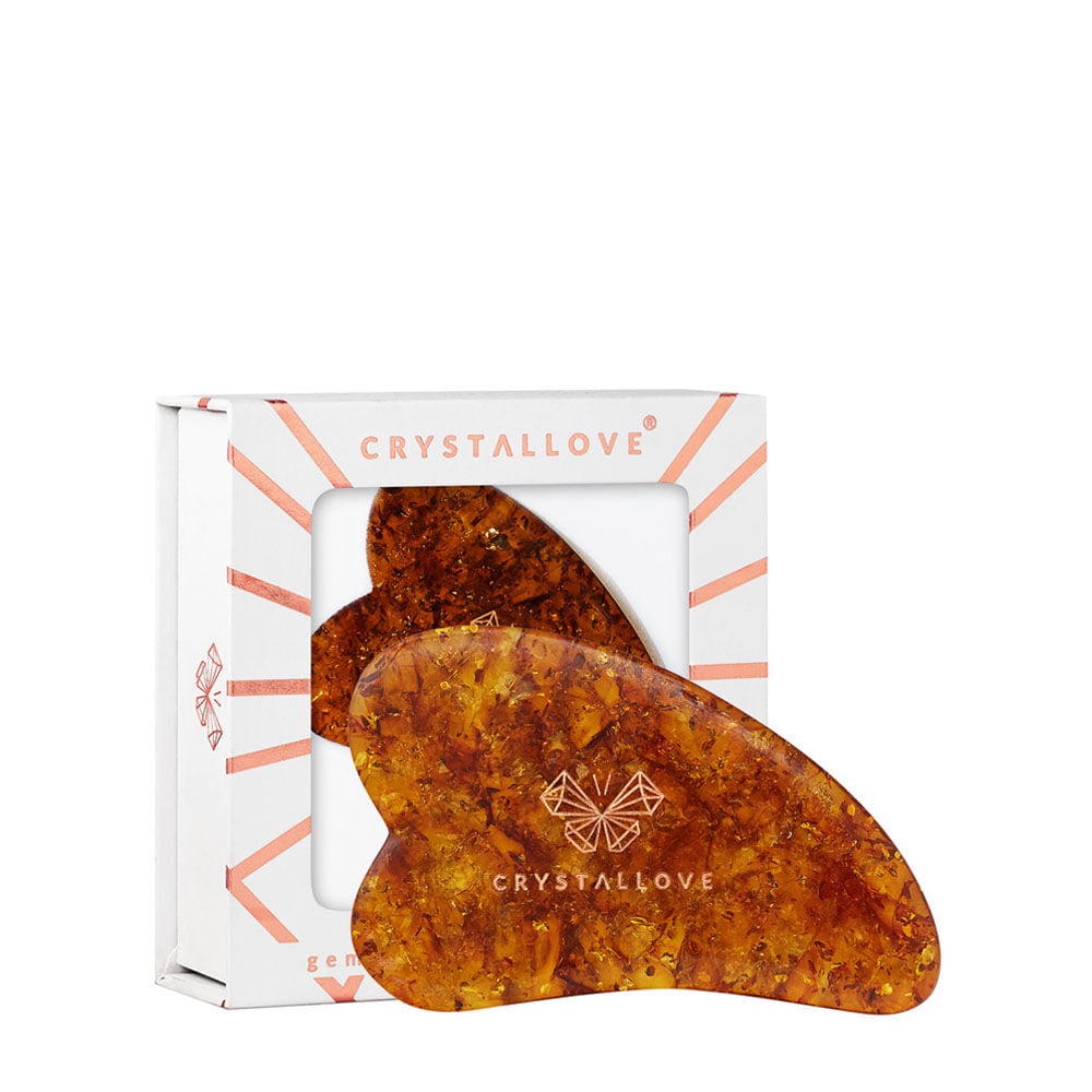 Crystallove Amber Collection массажная пластина для лица гуаша из коньячного янтаря, 1 шт. - фото