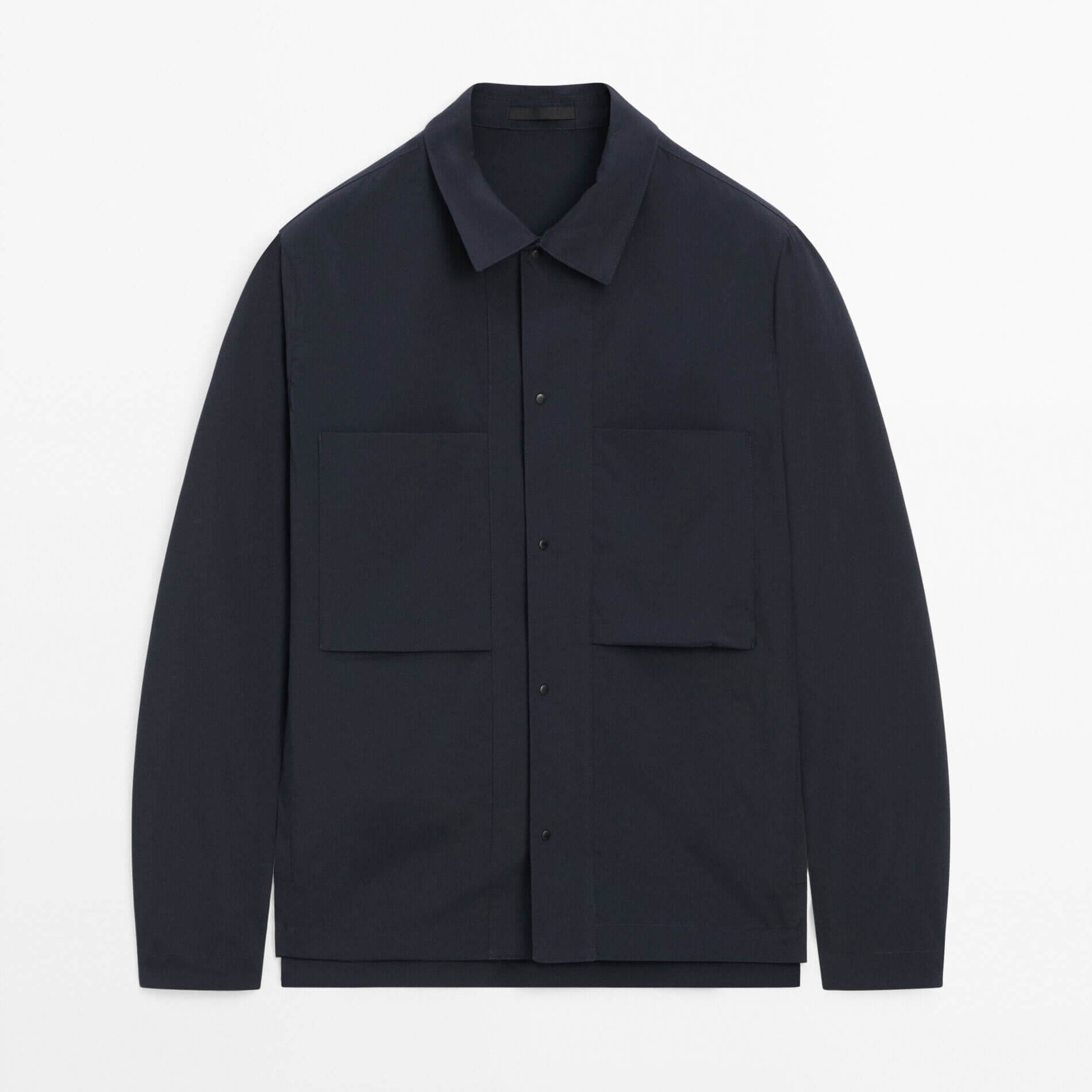 Куртка-рубашка Massimo Dutti With Chest Pockets Studio, темно-синий куртка massimo dutti double breasted with zip pockets темно синий