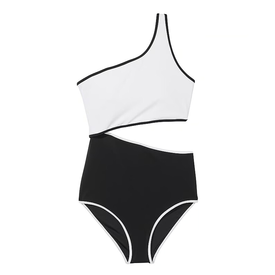 

Купальник Victoria's Secret Swim Monokini One-Piece Color-Block, черный/белый