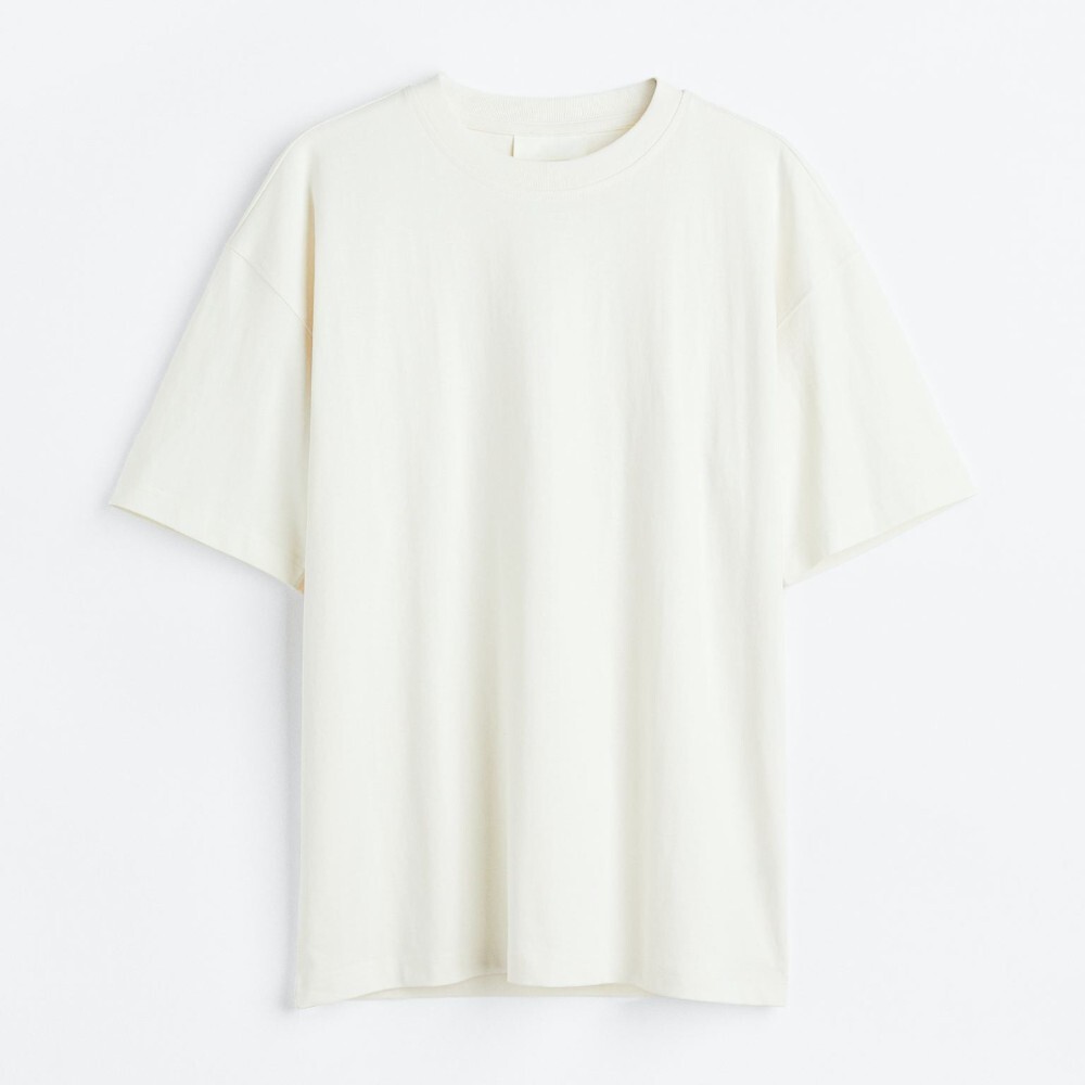 

Футболка H&M Oversized Fit Cotton, желтовато-белый
