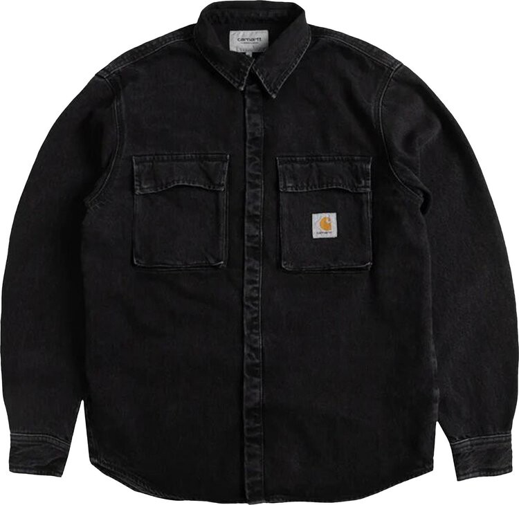 

Рубашка Carhartt WIP Monterey Shirt Jacket 'Black Stone Washed', черный
