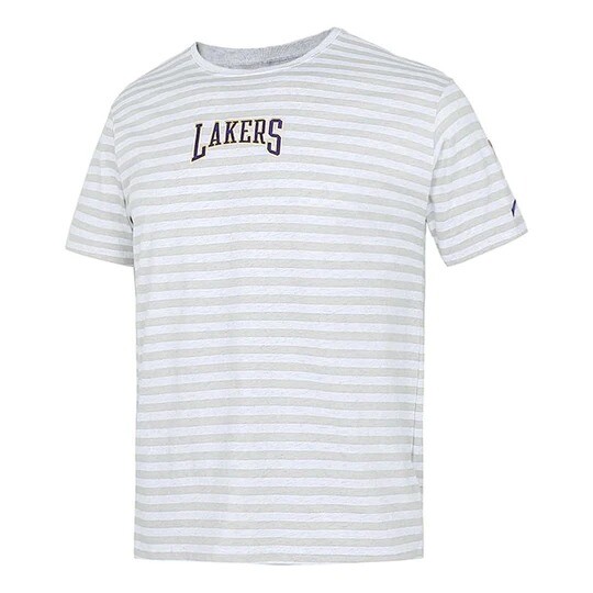 

Футболка Men's Nike Stripe Alphabet Printing Round Neck Pullover Short Sleeve Lakers, серый/белый