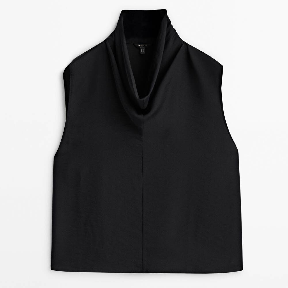 

Топ Massimo Dutti Draped Neck, черный