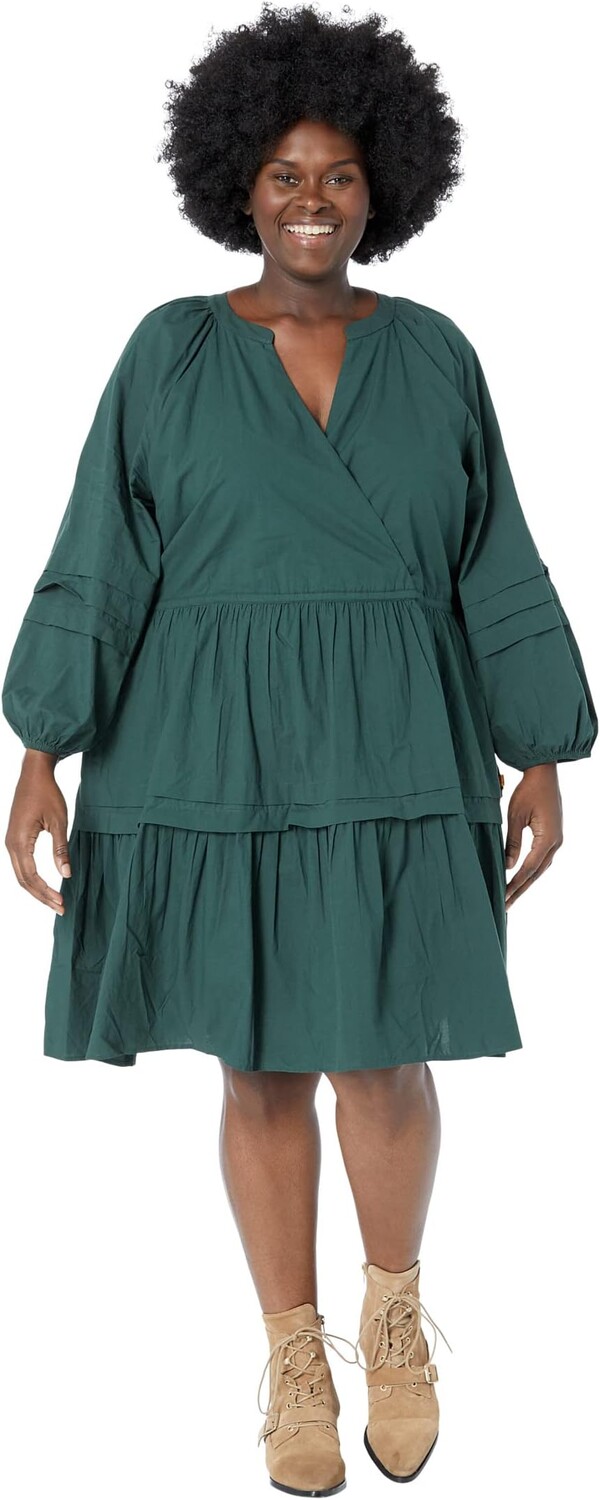 

Мини-платье Plus из мятого поплина с запахом Madewell, цвет Dark Palm