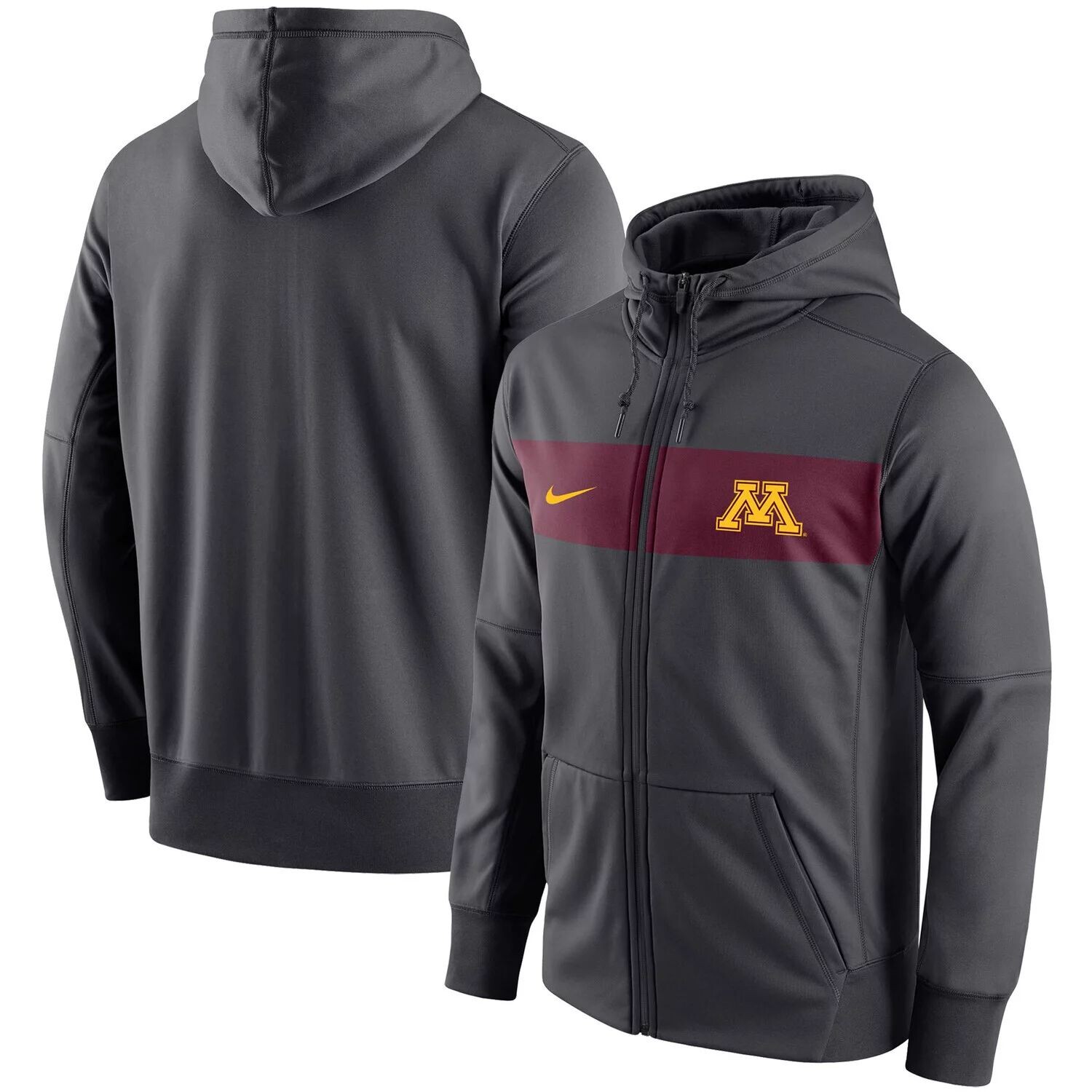 

Мужская толстовка с молнией во всю длину и логотипом Minnesota Golden Gophers антрацитового цвета Nike