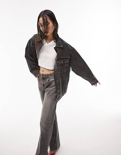 

Черная джинсовая куртка Topshop Dad XL, Черный