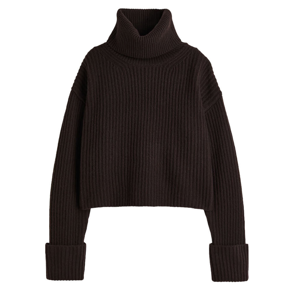 

Свитер H&M Premium Selection Wool-blend Turtleneck, темно-коричневый