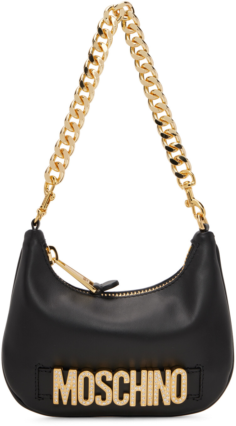 

Черная сумка через плечо с кристаллами Moschino