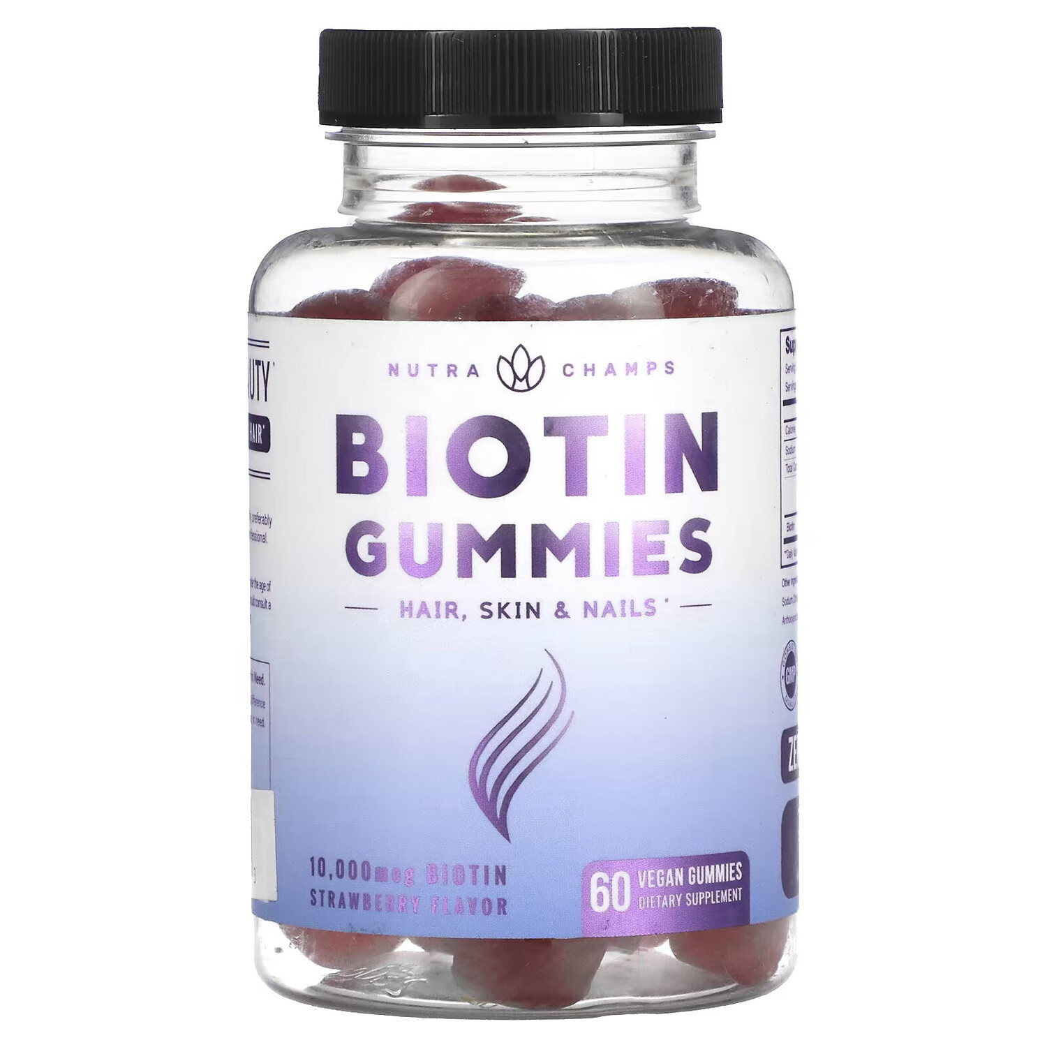 

NutraChamps, Biotin Gummies, Strawberry, 5,000 mcg, 60 Vegan Gummies