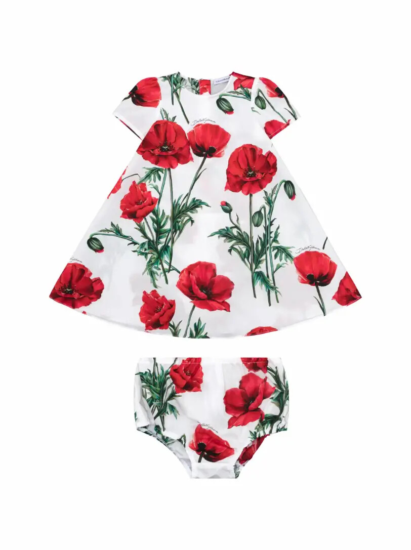 

Хлопковое платье с принтом маков Dolce&Gabbana