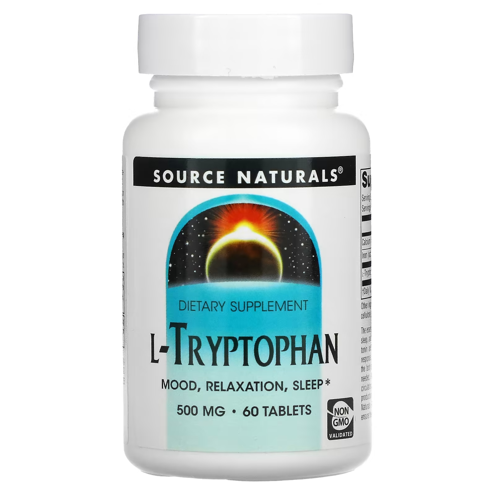 Source Naturals L-триптофан 500 мг, 60 таблеток source naturals фосфатидилсериновая матрица 500 мг 60 мягких таблеток