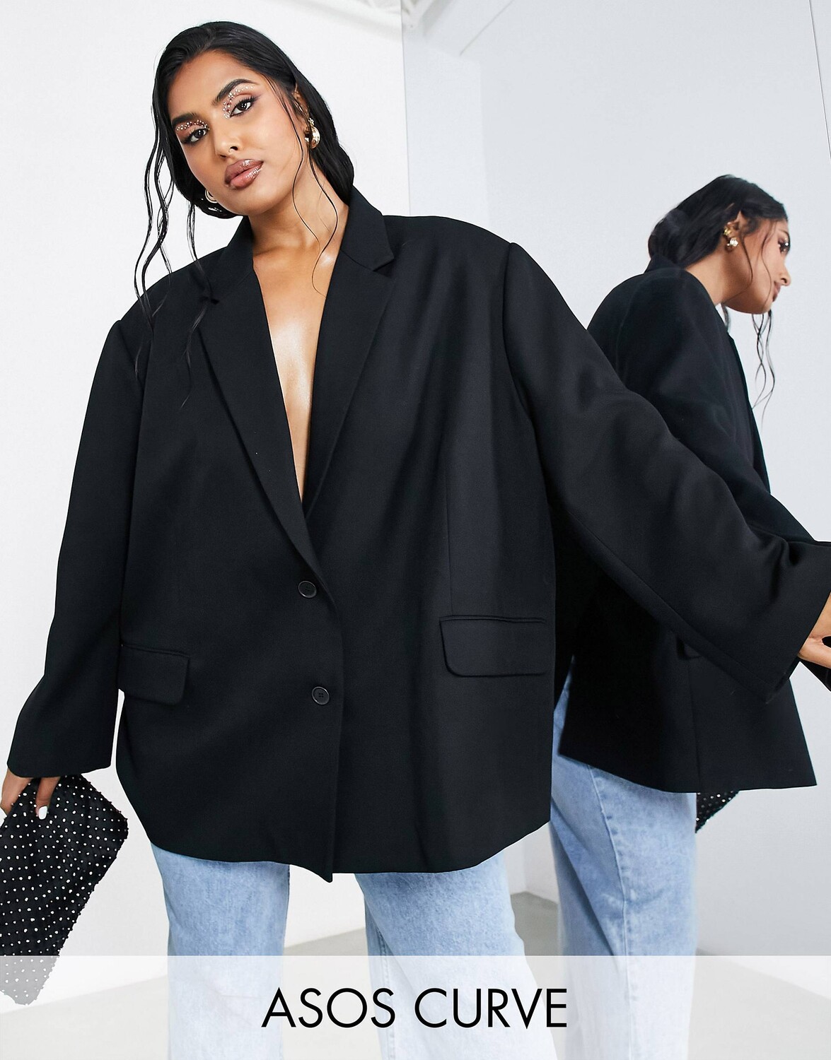 

Черный свободный пиджак ASOS EDITION Curve